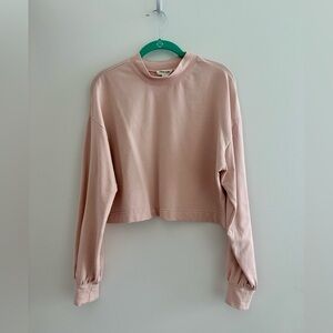 Open Edit high neck cropped long sleeve (light pink)